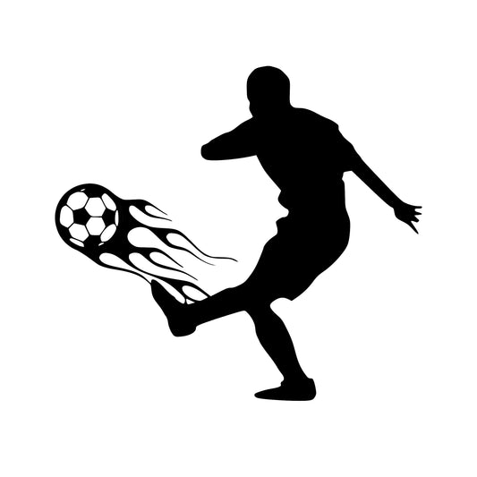 Soccer Player Flames, Decal Sticker