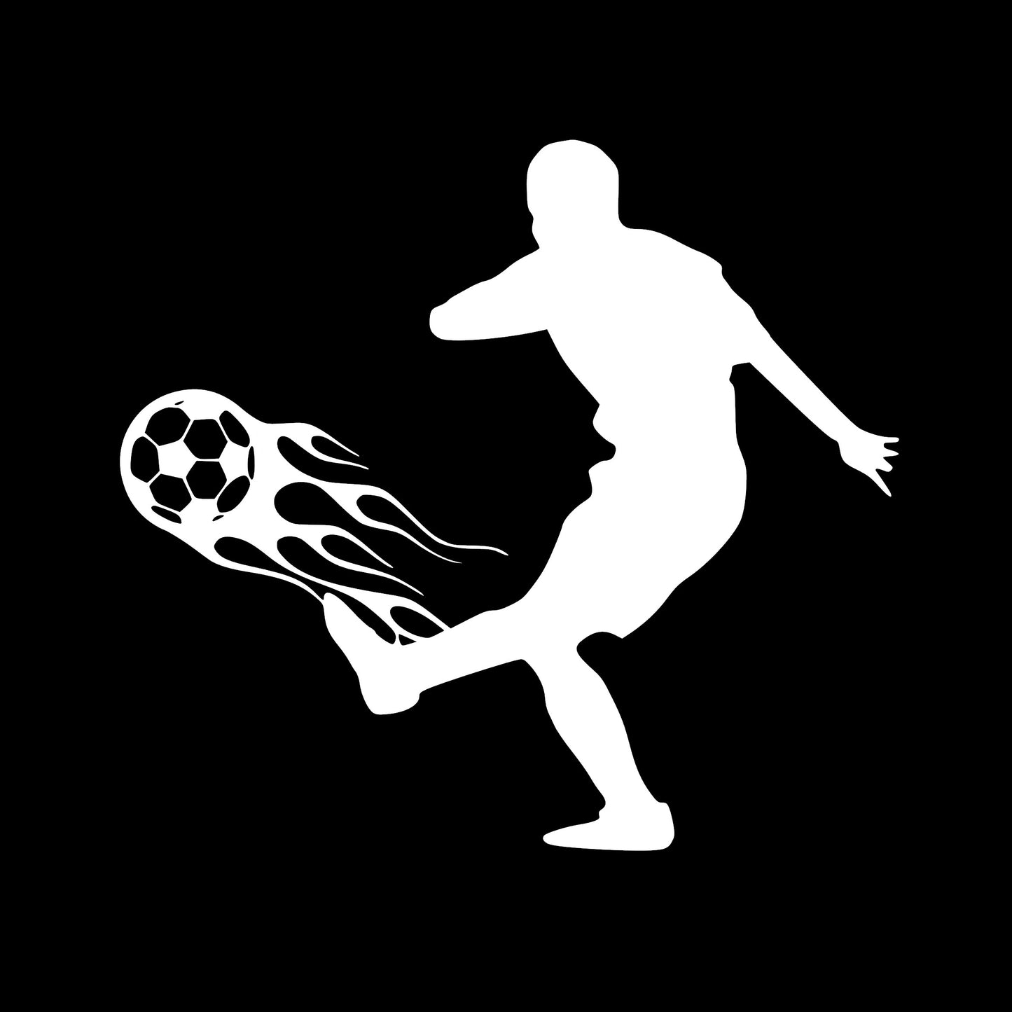 Soccer Player Flames, Decal Sticker
