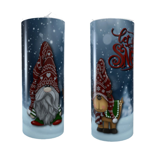 Let It Snow, Gnome And Dog, 20oz skinny tumbler