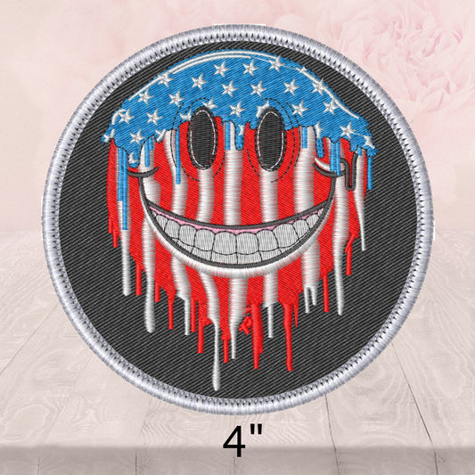 American Melting, Happy Face | Patch | Iron On or Sew On
