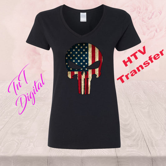 The Punisher | USA Flag | HTV Heat Vinyl Transfer  | T Shirt Transfers