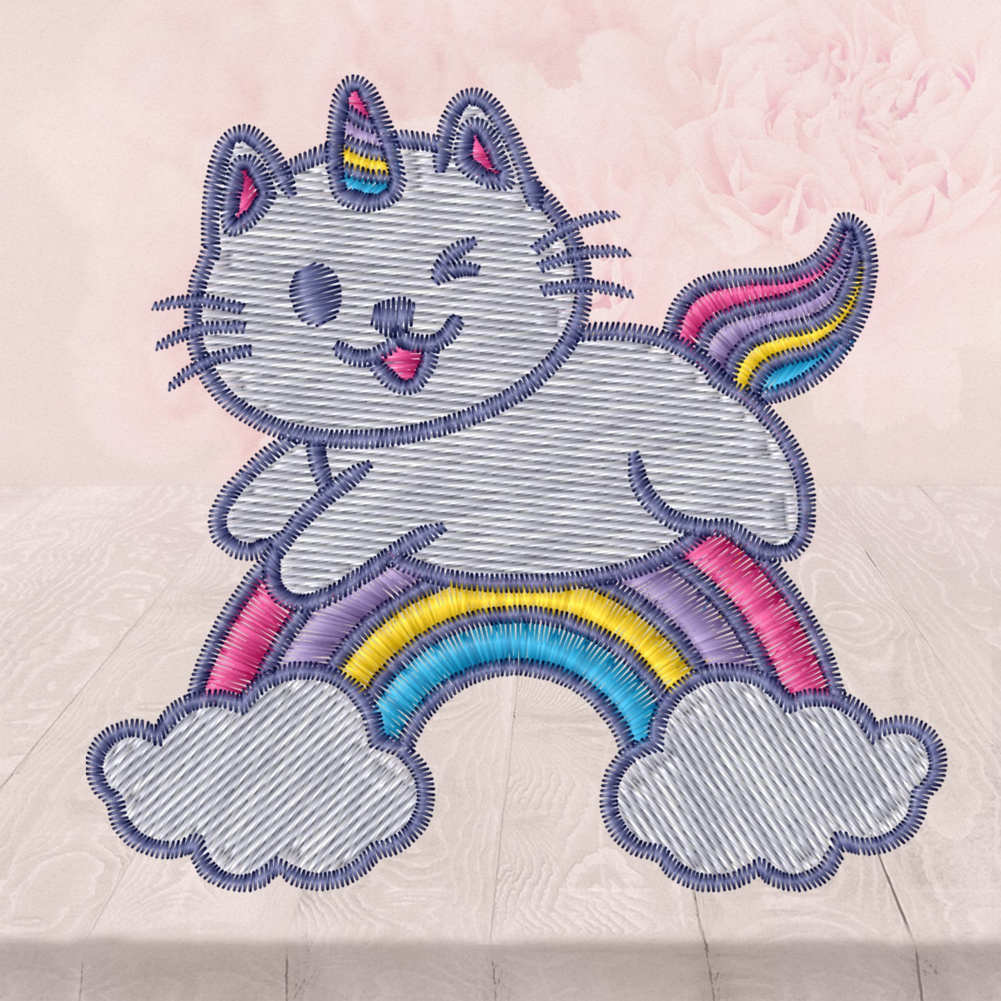 Youth Unicorn Cat Jumping over a rainbow, Dad Hat Embroidered