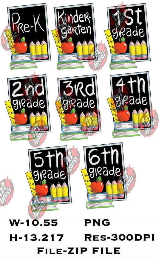 Chalkboard Grades Pre K - Grade 6 Digital ZIP PNG "File Only"