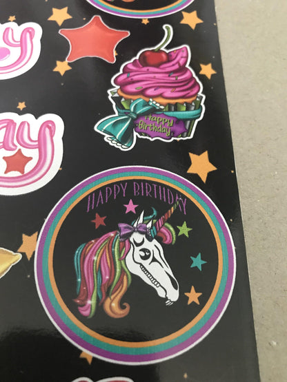 Birthday Stickers | Sheet |  Birthday Planner | 8x12 inch