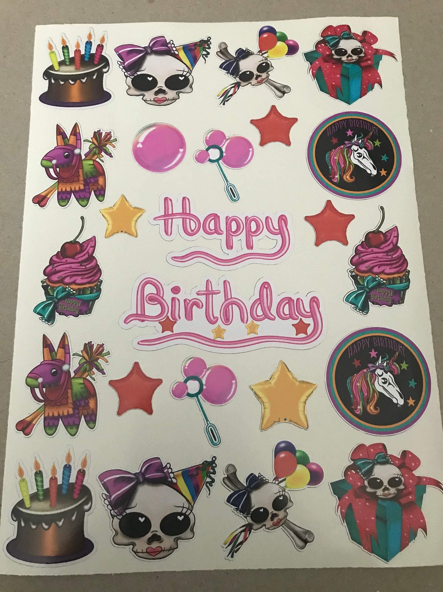 Birthday Stickers | Sheet |  Birthday Planner | 8x12 inch