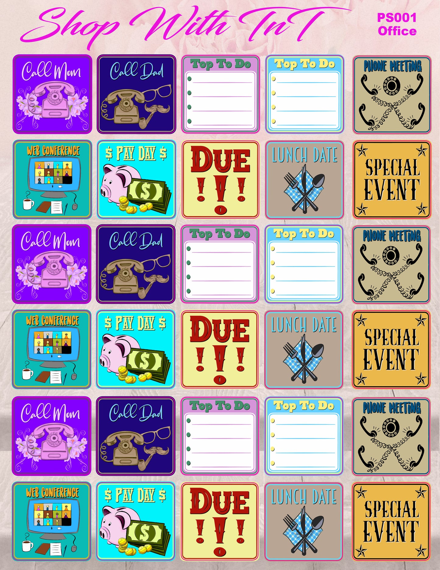 Home Office | Daily Planner Calendar Stickers Organizer | 1.5x1.5 Inch | Paper Or Vinyl.