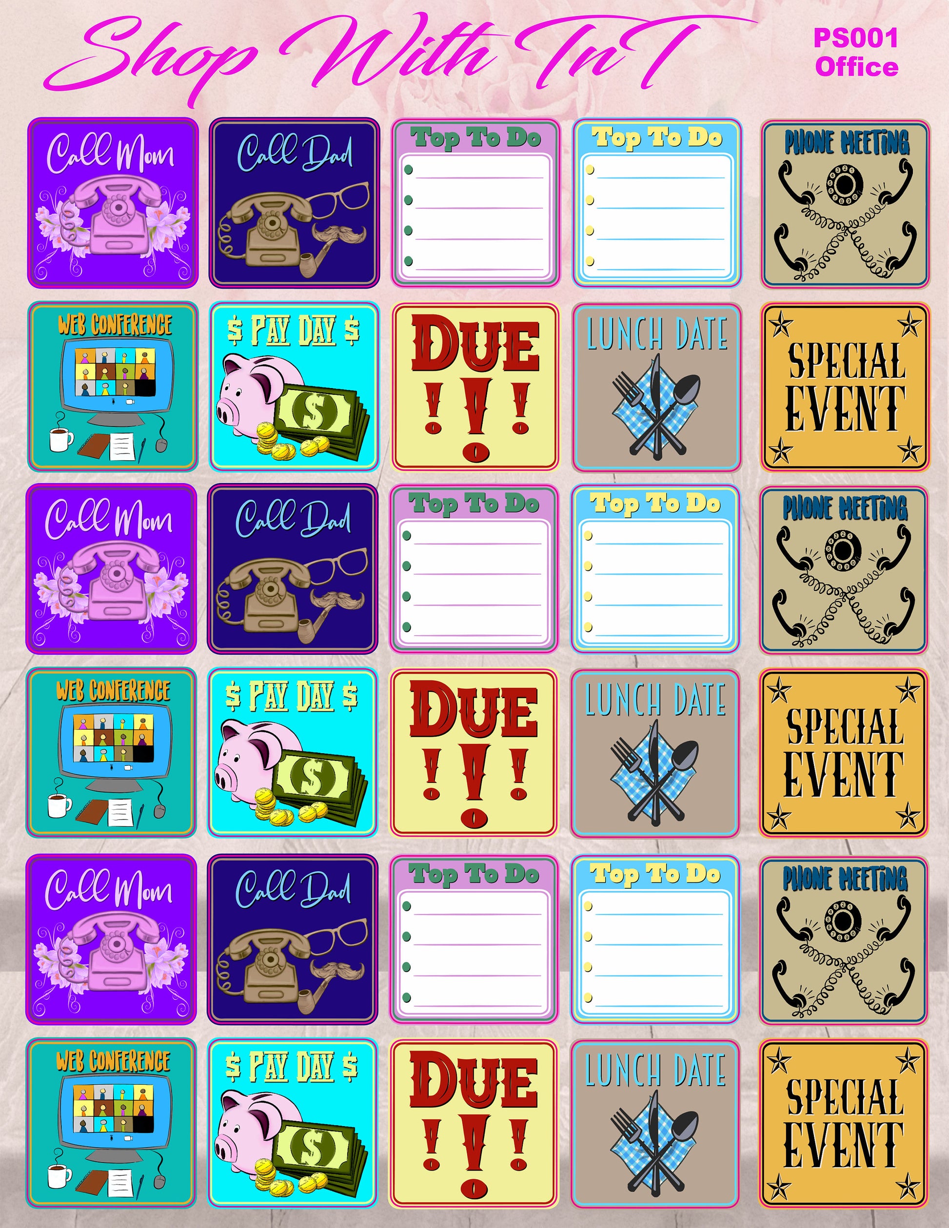 Home Office | Daily Planner Calendar Stickers Organizer | 1.5x1.5 Inch | Paper Or Vinyl.
