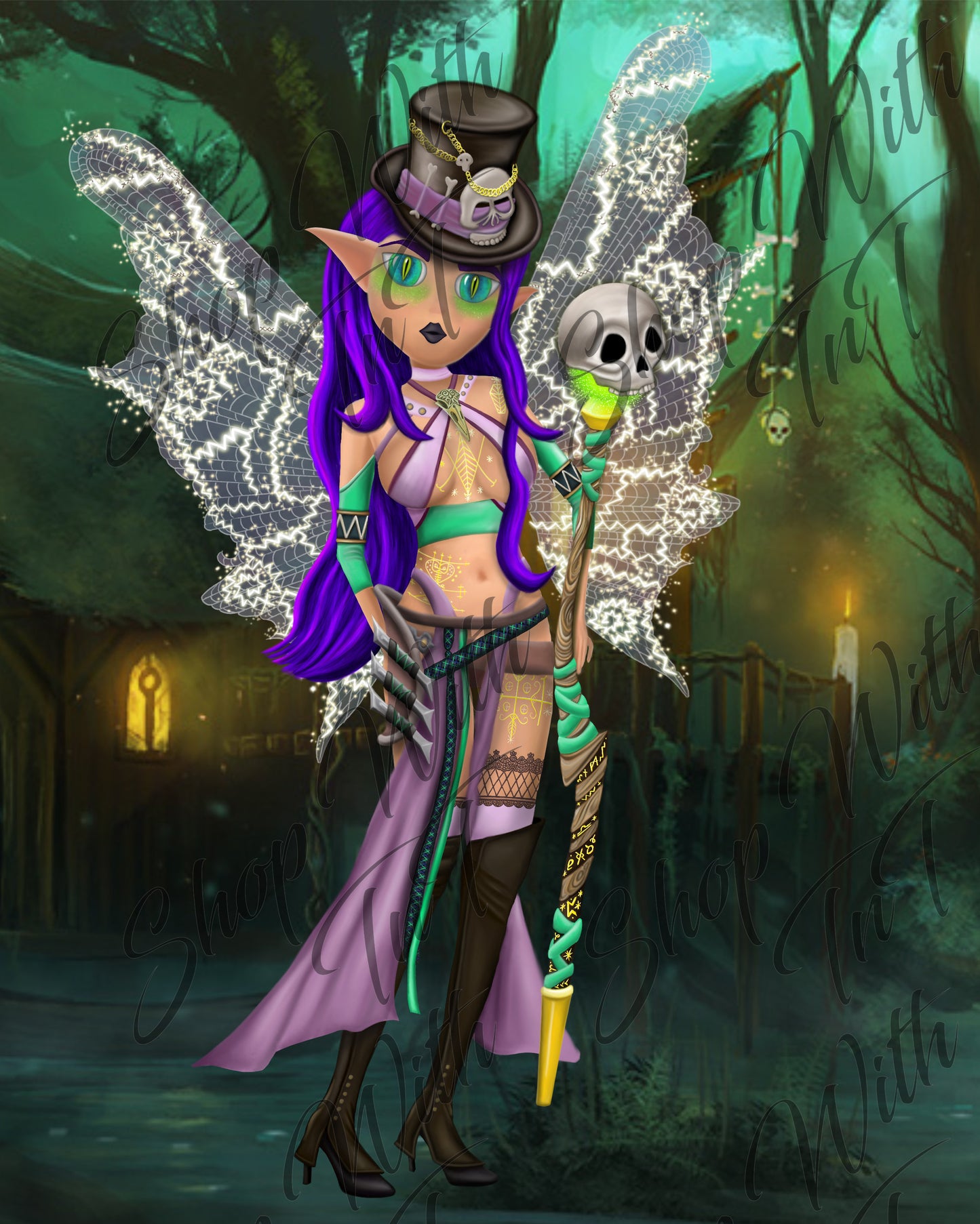 Magical Witch Fairy in the forest |Voodoo Doctor | Digital ZIP PNG "File Only"