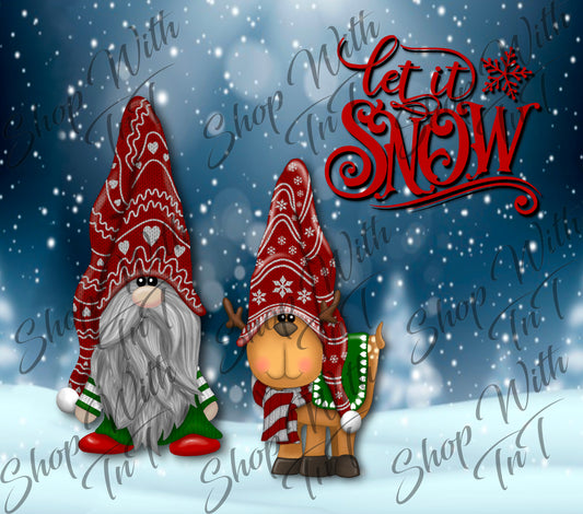Let It Snow | Gnome And Dog In Hats | Use For A Mug or Tumbler | Digital PNG "File Only"