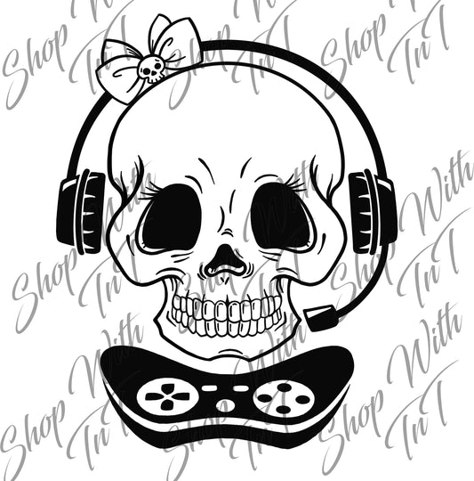 Gamer Boy Girl Headset and Controllers Digital PNG "File Only"