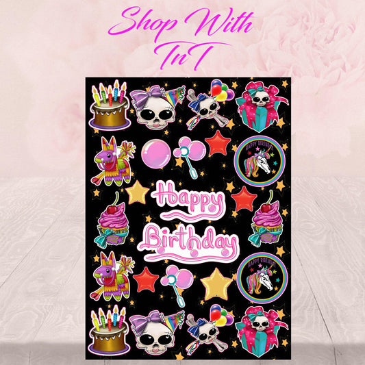 Birthday Stickers | Sheet |  Birthday Planner | 8x12 inch