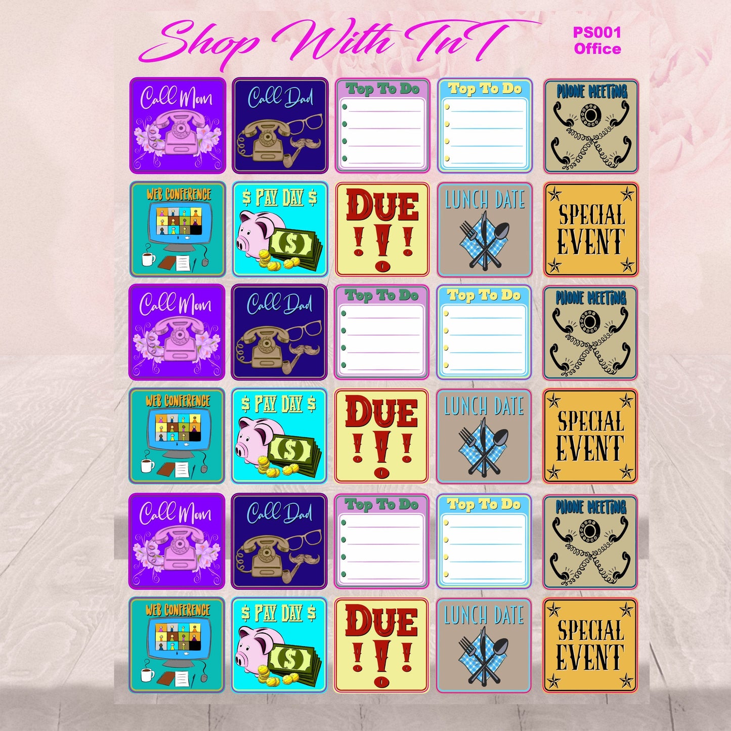 Home Office | Daily Planner Calendar Stickers Organizer | 1.5x1.5 Inch | Paper Or Vinyl.